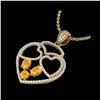 Image 1 : 3 ctw Citrine & Micro Pave Designer Heart Necklace 14K Yellow Gold