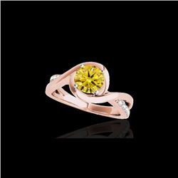 1.15 ctw Certified SI/I Fancy Intense Yellow Diamond Ring 10K Rose Gold
