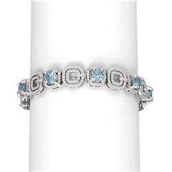 23.4 ctw Aquamarine & Diamond Bracelet 18K White Gold