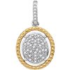 Image 1 : 10kt Two-tone Gold Diamond Oval Cluster Yellow-tone Rope Frame Pendant 1/12 Cttw