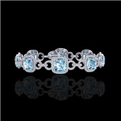 30 ctw TOPAZ & Micro VS/SI Diamond Certified Bracelet 14K White Gold