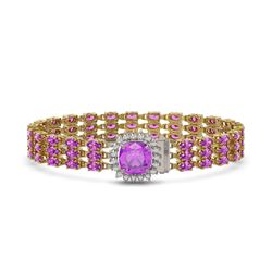 24.75 ctw Amethyst & Diamond Bracelet 14K Yellow Gold