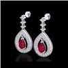 Image 1 : 2.25 ctw Ruby & Micro Pave VS/SI Diamond Earrings 14K White Gold