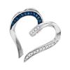 Image 1 : Sterling Silver Round Blue Color Enhanced Diamond Bisected Heart Pendant 1/10 Cttw