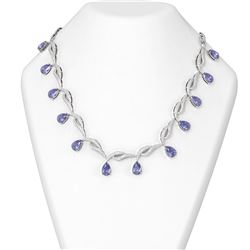 33.11 ctw Tanzanite & Diamond Necklace 18K White Gold