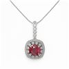 Image 2 : 6.58 ctw Certified Ruby & Diamond Victorian Necklace 14K White Gold