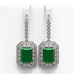 23.79 ctw Certified Emerald & Diamond Victorian Earrings 14K White Gold