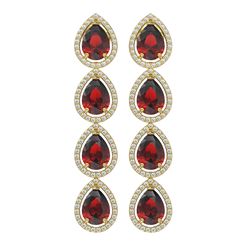 9.25 ctw Garnet & Diamond Micro Pave Halo Earrings 10K Yellow Gold