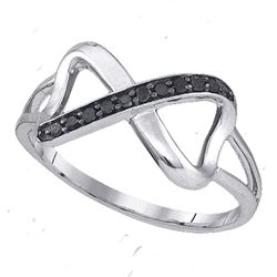 Sterling Silver Round Black Color Enhanced Diamond Infinity Ring 1/10 Cttw
