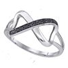 Image 1 : Sterling Silver Round Black Color Enhanced Diamond Infinity Ring 1/10 Cttw
