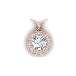 2 ctw VS/SI Diamond Art Deco Micro Halo Necklace 18K Rose Gold
