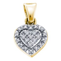 Yellow-tone Sterling Silver Round Diamond Small Heart Pendant .03 Cttw