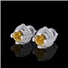 Image 1 : 2.75 ctw Intense Fancy Yellow Diamond Micro Pave Earrings 18K White Gold