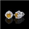 Image 2 : 2.75 ctw Intense Fancy Yellow Diamond Micro Pave Earrings 18K White Gold