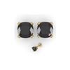 Image 2 : 12 ctw Cushion Black Diamond Stud Designer Earrings 18K Yellow Gold