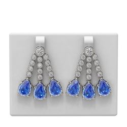 21.42 ctw Tanzanite & Diamond Earrings 18K White Gold