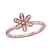 Image 1 : 10kt Rose Gold Round Diamond Flower Floral Stackable Band Ring 1/20 Cttw