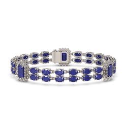 19.49 ctw Sapphire & Diamond Bracelet 14K White Gold