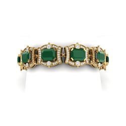 43.87 ctw Emerald & VS Diamond Bracelet 18K Yellow Gold