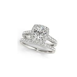 1.45 ctw Certified VS/SI Diamond 2pc Wedding Set Halo 14K White Gold