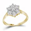 Image 1 : Yellow-tone Sterling Silver Round Diamond Illusion-set Flower Cluster Ring 1/10 Cttw