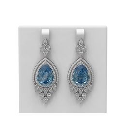 29.77 ctw Blue Topaz & Diamond Earrings 18K White Gold
