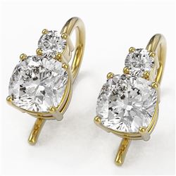 1.25 ctw Cushion Cut Diamond Designer Earrings 18K Yellow Gold