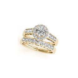 1.96 ctw Certified VS/SI Diamond 2pc Wedding Set Halo 14K Yellow Gold