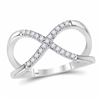 Image 1 : 10kt White Gold Round Diamond Split-shank Infinity Ring 1/6 Cttw
