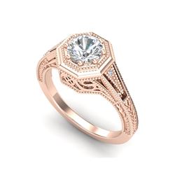 0.84 ctw VS/SI Diamond Solitaire Art Deco Ring 18K Rose Gold