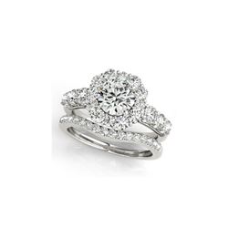 2.51 ctw Certified VS/SI Diamond 2pc Wedding Set Halo 14K White Gold