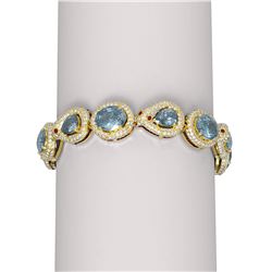 30.95 ctw Blue Topaz & Diamond Bracelet 18K Yellow Gold