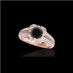 2.05 ctw Certified VS Black Diamond Solitaire Halo Ring 10K Rose Gold