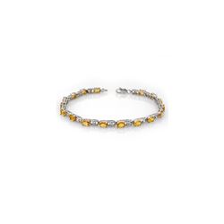 6.02 ctw Yellow Sapphire & Diamond Bracelet 14K White Gold
