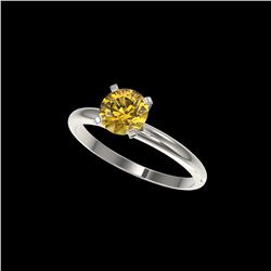 1.04 ctw Certified Intense Yellow Diamond Engagement Ring 10K White Gold