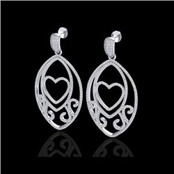 3.20 ctw Micro Pave VS/SI Diamond Heart Earrings 18K White Gold