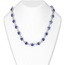59.65 ctw Sapphire & Diamond Necklace 18K White Gold