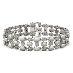 14.15 ctw Opal & Diamond Bracelet 10K White Gold