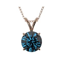 1.28 ctw Certified Intense Blue Diamond Necklace 10K Rose Gold