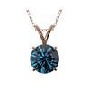 Image 1 : 1.28 ctw Certified Intense Blue Diamond Necklace 10K Rose Gold