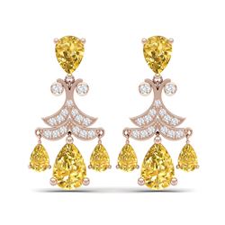 10.41 ctw Canary Citrine & VS Diamond Earrings 18K Rose Gold