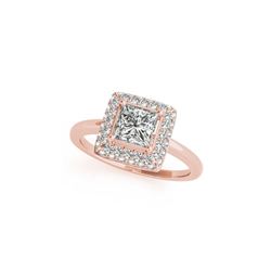 0.8 ctw Certified VS/SI Princess Diamond Halo Ring 18K Rose Gold