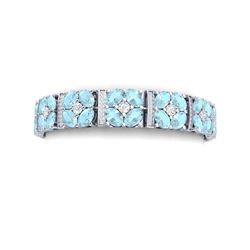 32.39 ctw Sky Topaz & VS Diamond Bracelet 18K White Gold