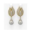 Image 1 : 4.77 ctw Diamond and Pearl Earrings 18K Yellow Gold