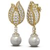 Image 2 : 4.77 ctw Diamond and Pearl Earrings 18K Yellow Gold