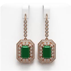 14.16 ctw Certified Emerald & Diamond Victorian Earrings 14K Rose Gold