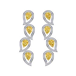 14.63 ctw Canary Citrine & VS Diamond Earrings 18K White Gold