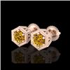 Image 1 : 1.15 ctw Intense Fancy Yellow Diamond Art Deco Earrings 18K Rose Gold