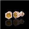 Image 2 : 1.15 ctw Intense Fancy Yellow Diamond Art Deco Earrings 18K Rose Gold