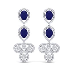 9.75 ctw Sapphire & VS Diamond Earrings 18K White Gold